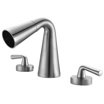 ALFI brand AB1790-BN Brushed Nickel Widespread Cone Waterfall Bathroom Faucet