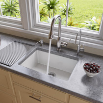 ALFI brand AB2317 23 Inch White Fireclay Undermount Kitchen Sink