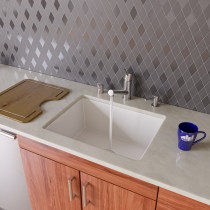 ALFI brand AB2420UM-W White Undermount Single Bowl Granite Kitchen Sink
