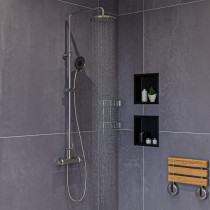 ALFI brand AB2867-BN Brushed Nickel Round Thermostatic Exposed Shower Set