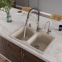 ALFI brand AB3220DI-B Biscuit 32" Drop-In Double Bowl Granite Kitchen Sink