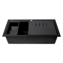 ALFI brand AB3418SBDI-BLA Black Workstation Step Rim Sink w/ Accessories