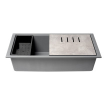ALFI brand AB3418SBUM-T Titanium 33" Workstation Step Rim Sink with Accessories