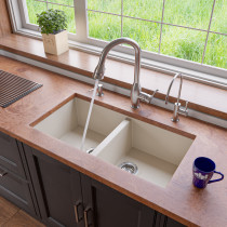 ALFI brand AB3420UM-B  Biscuit Undermount Double Bowl Granite Kitchen Sink