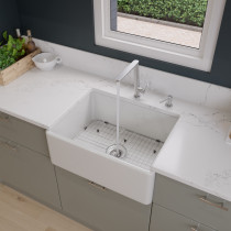 ALFI brand AB505-W White 26 Inch Smooth Fireclay Farmhouse Kitchen Sink