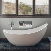 ALFI brand AB9951 73" White Solid Surface Smooth Resin Soaking Slipper tub