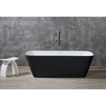 ALFI brand AB9952BM 67" Black & White Matte Rectangular Solid Surface Resin Soaking Bathtub