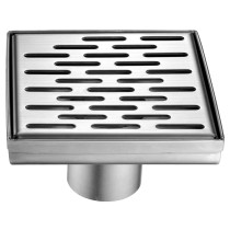 ALFI brand ABSD55C-BSS 5" x 5" Square Stainless Shower Drain w/ Groove Holes