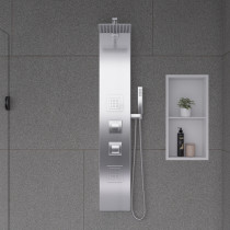 ALFI brand ABSP60W White Aluminum Shower Panel with 2 Body Sprays and Rain Shower Head