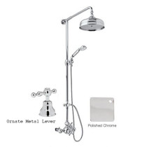 Rohl AC407L-APC Shower System with Cisal Arcana Ornate Metal Lever Handles in Polished Chrome