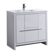 KubeBath AD636GW KubeBath Dolce 36″ High Gloss White Modern Bathroom Vanity