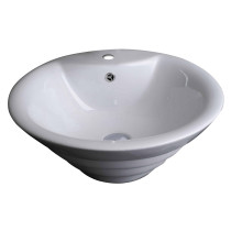 American Imagination AI-106 Above Counter Round Vessel Sink in White For Single Hole Faucet