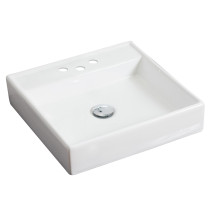 American Imagination AI-1120 Wall Mount Square Vessel In White Color For 4-in. o.c. Faucet