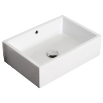 American Imagination AI-1299 Above Counter Rectangle Vessel In White Color For Deck Mount Faucet
