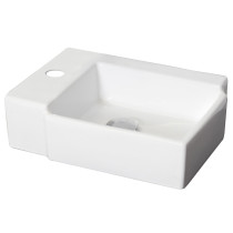 American Imagination AI-1303 Wall Mount Rectangle Vessel In White Color For Single Hole Faucet