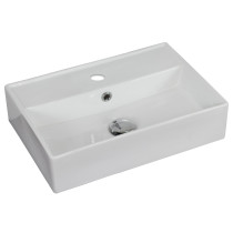 American Imagination AI-1328 Above Counter Rectangle Vessel In White Color For Single Hole Faucet