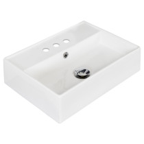 American Imagination AI-1329 Above Counter Rectangle Vessel In White Color For 4-in. o.c. Faucet