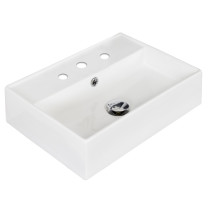 American Imagination AI-1330 Above Counter Rectangle Vessel In White Color For 8-in. o.c. Faucet