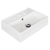 American Imagination AI-1333 Wall Mount Rectangle Vessel In White Color For 8-in. o.c. Faucet