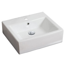 American Imagination AI-133 Above Counter Rectangle Vessel in White For Single Hole Faucet