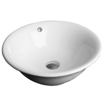 American Imagination AI-134 Above Counter Round Vessel in White For Deck Mount Faucet