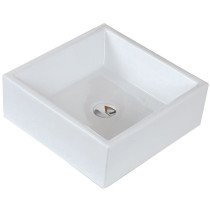 American Imagination AI-150 Above Counter Square Vessel Sink in White For Deck Mount Faucet