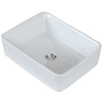 American Imagination AI-155 Above Counter Rectangle Vessel in White For Deck Mount Faucet 