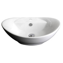 American Imagination AI-157 Above Counter Oval Vessel In White For Single Hole Faucet