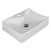 American Imagination AI-1732 Above Counter Rectangle Vessel In White For Single Hole Faucet