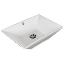 American Imagination AI-1734 Above Counter Rectangle Vessel In White For Deck Mount Faucet