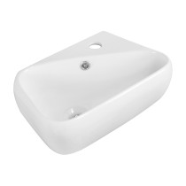 American Imagination AI-1760 Above Counter Rectangle Vessel In White For Single Hole Faucet