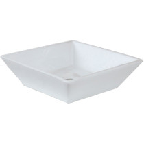 American Imagination AI-210 Above Counter Square Vessel In White For Deck Mount Faucet