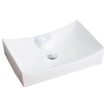 American Imagination AI-226 Above Counter Rectangle Vessel In White For Single Hole Faucet