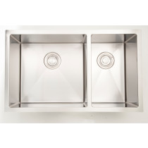 American Imagination AI-27483 Chrome Two Bowl Stainless Steel Kitchen Sink