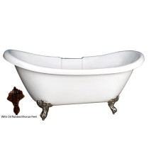 Barclay ATDS7H69R-WH-ORB 69 Inch Double Bathtub With Oil Rubbed Bronze Feet