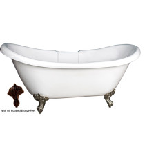 Barclay ATDSN69R-WH-ORB 69 Inch Double Bathtub With Oil Rubbed Bronze Feet