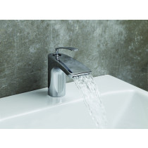Aquatica Bollicine-S-220 Bollicine Waterfall Deck Mounted Sink Faucet In Chrome