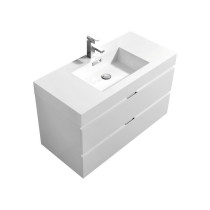 KubeBath BSL40-GW Bliss High Gloss White Wall Mount Modern Bathroom Vanity