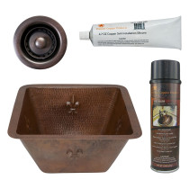 Premier Copper Products BSP5_BS15FDB2-B Bar Sink and Drain Package