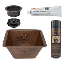 Premier Copper Products BSP5_BS15FDB3-G Bar Sink and Drain Package