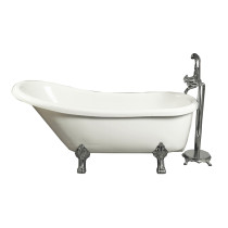 Aston Global BT686 67" Acrylic Slipper Claw Foot Tub in White with Faucet