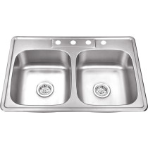 Cahaba CA113133 33 Inch 20 Gauge Stainless Steel Double Bowl Kitchen Sink