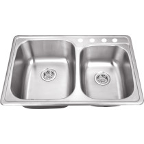 Cahaba CA113233 33-1/8 x 22 20 Gauge Stainless Steel Double Bowl Kitchen Sink