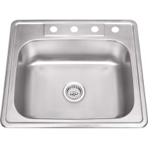 Cahaba CA113SB25 25 Inch 20 Gauge Drop In S. Steel Single Bowl Kitchen Sink