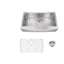 Cahaba CA231SB3516 Gauge Apron Front Single Bowl Kitchen Sink With Grid Set