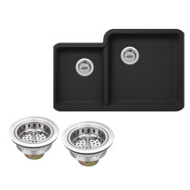 Cahaba CA324333-B Quartz Kitchen Sink in Black With Twist & Lock Strainer