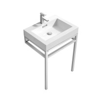 KubeBath CH24 Stainless Steel Console With White Acrylic Sink In Chrome