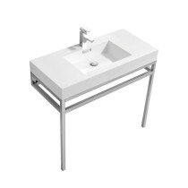 KubeBath CH36 Stainless Steel Console In Chrome With Acrylic Sink