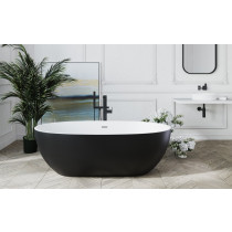 Aquatica Corelia-Black-Wht Free Standing Solid Surface Bathtub In Black