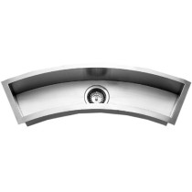 Houzer CTC-3312 Contempo Trough Series Undermount Stainless Steel Curved Bowl Bar/Prep Sink